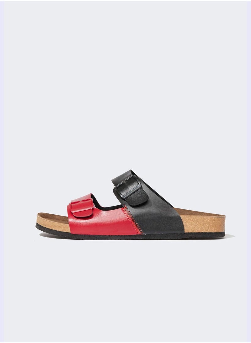 DeFacto - Discovery Channel Print Colour Block Double Band Slippers - Image 1