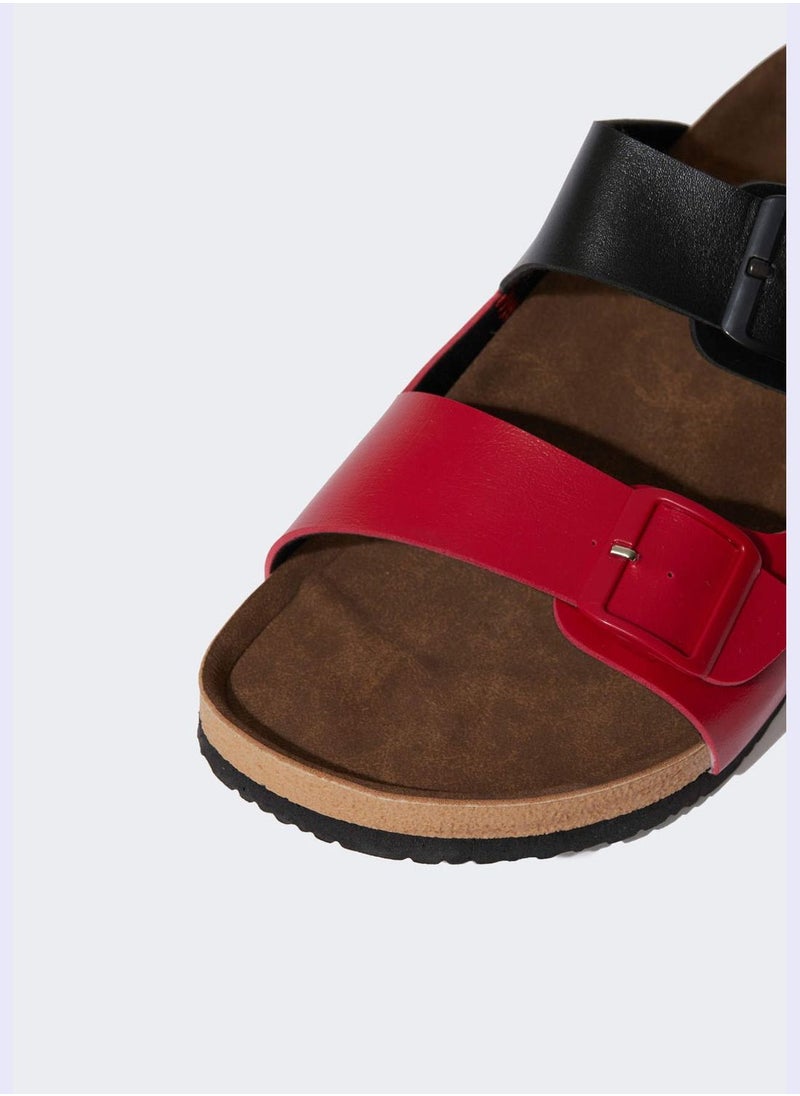 DeFacto - Discovery Channel Print Colour Block Double Band Slippers - Image 1