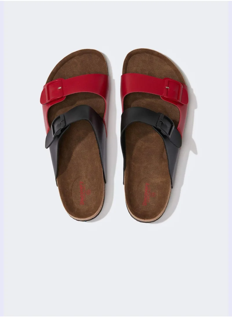 DeFacto Discovery Channel Print Colour Block Double Band Slippers