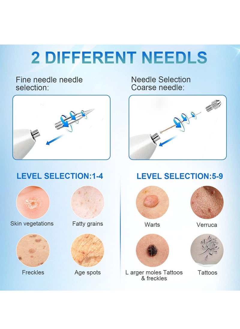 Y&D Skin Tags Remover Pen Rechargeable Portable Mole with 9 Strength Levels & LED Display Replaceable Needles for Wart Freckle Nevus Dark Spot and Small Tattoo  - Image 5