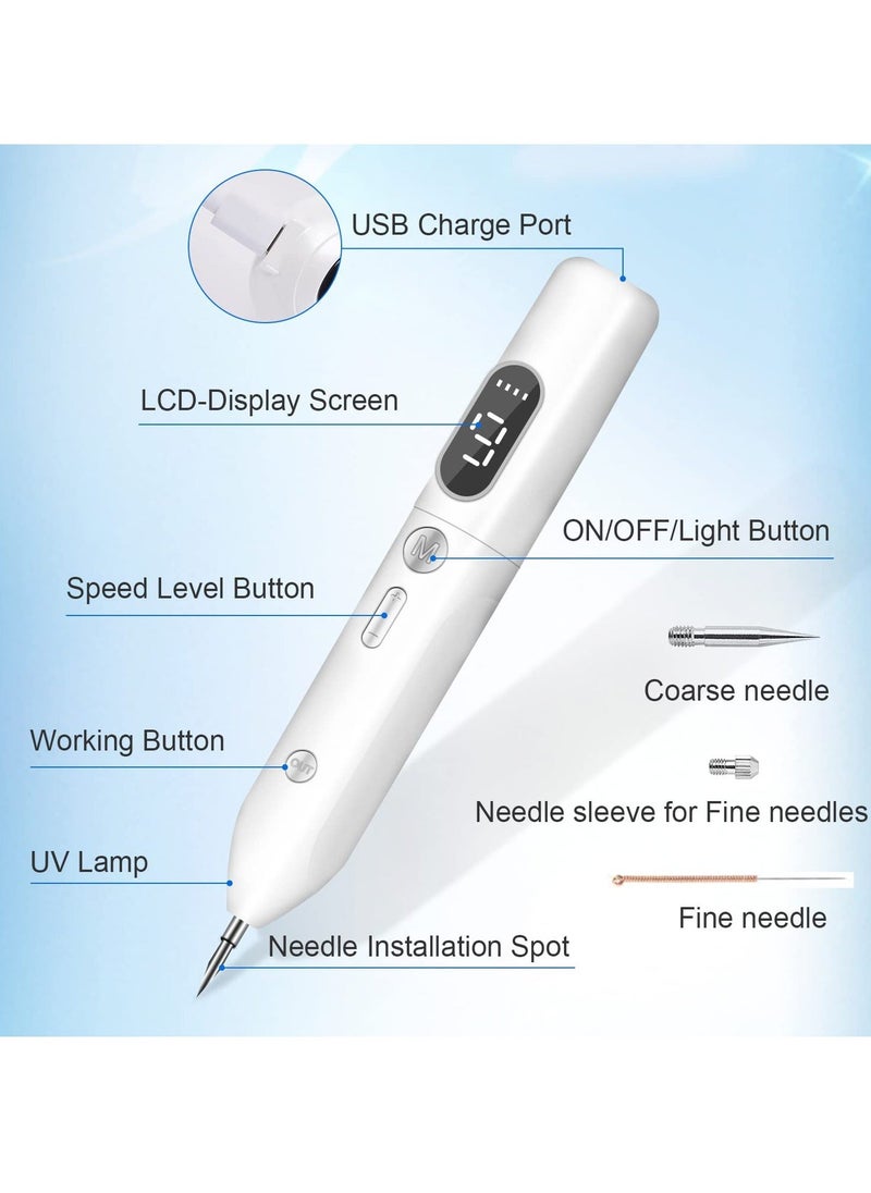 Y&D Skin Tags Remover Pen Rechargeable Portable Mole with 9 Strength Levels & LED Display Replaceable Needles for Wart Freckle Nevus Dark Spot and Small Tattoo  - Image 4