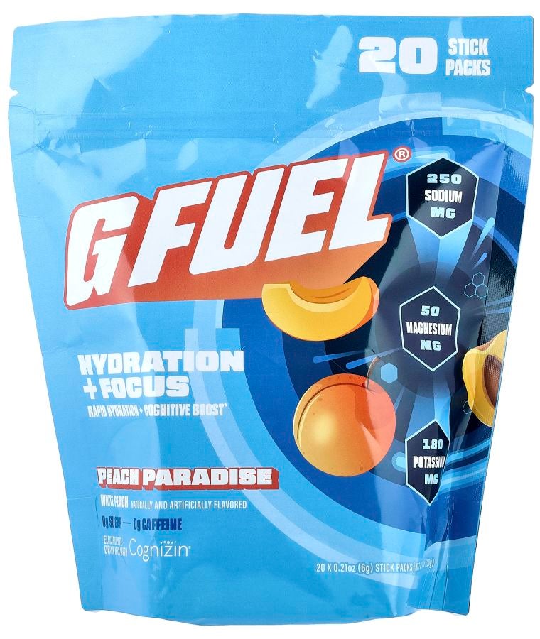 Hydration + Focus Electrolyte Drink Mix with Cognizin® Peach Paradise 20 Stick Packs 0.21 oz (6 g) Each