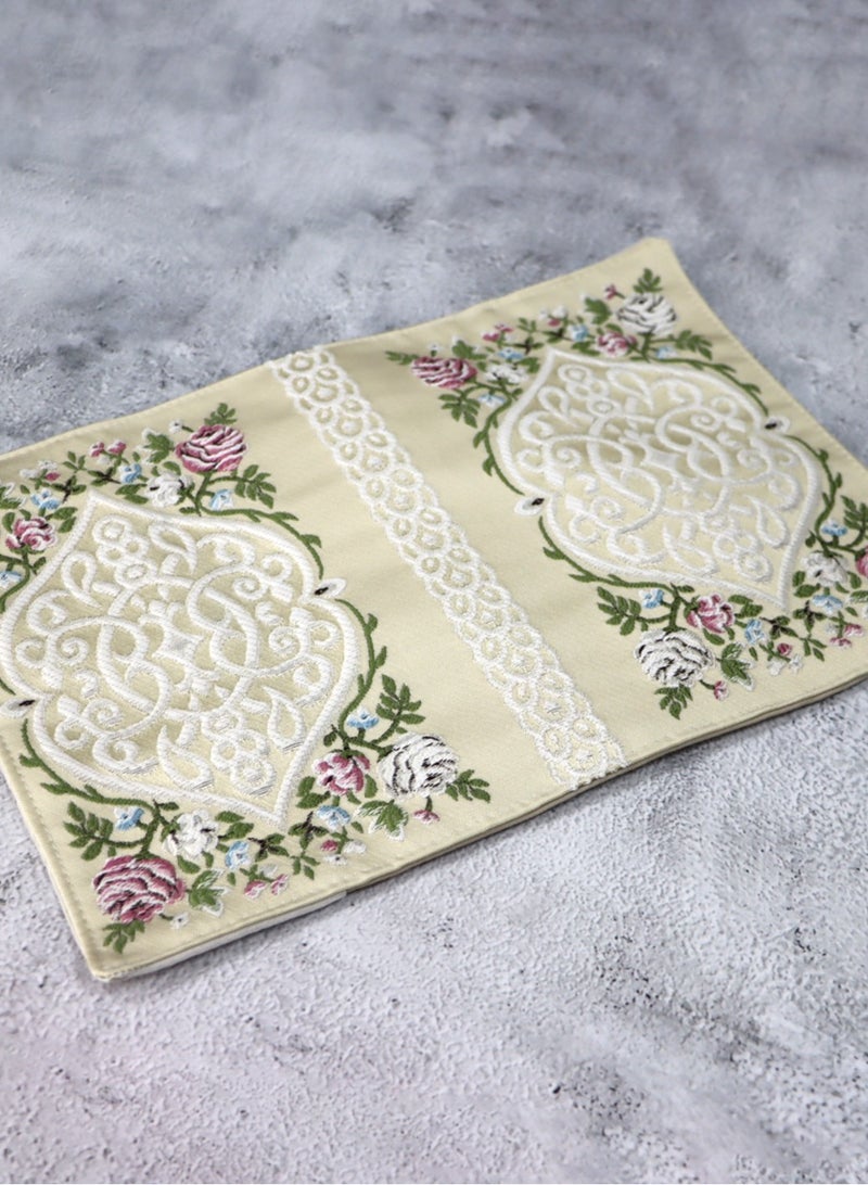 REBENUO An embroidered silk cover for memorizing the Holy Quran, size: 14*20, white - Image 4