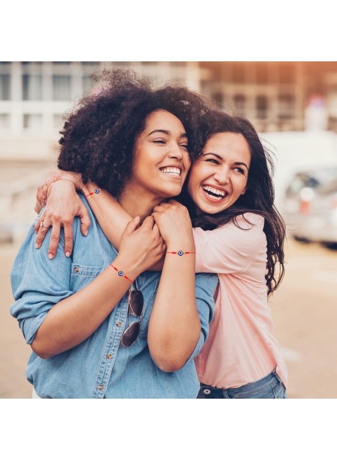 أساور العين الشريرة مع 7 عقد لحماية محظوظة، عبوة أساور العين الشريرة للعائلة، أساور العين الشريرة للنساء والرجال والأطفال، أساور محظوظة وقابلة للتعديل مع حبل أحمر، تعويذة الحماية. - Image 2