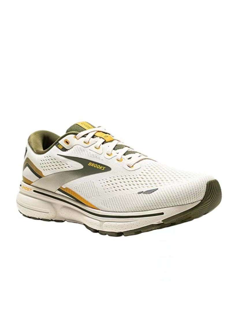 Brooks 【Back To School】Ghost 15 Cushioning Professional Men and Women Running Shoes Beige/Green  - Image 3