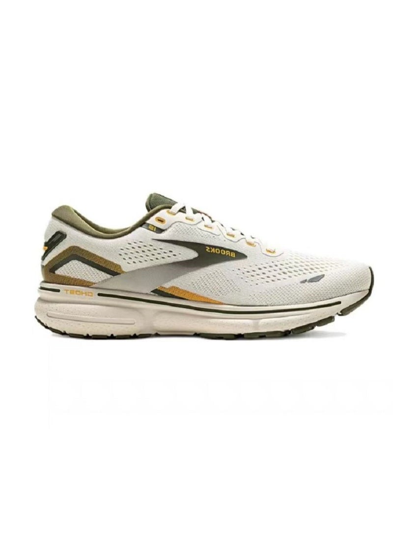 Brooks 【Back To School】Ghost 15 Cushioning Professional Men and Women Running Shoes Beige/Green  - Image 1