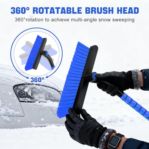 nacena Snow Brush and Ice Scrapers for Car Windshield, Detachable Snow Remover for Cars EVA Foam Grip and Rotatable Brush Head Snow Scraper for Car Trucks SUV, Winter Cars Accessories (Blue) - Image 3