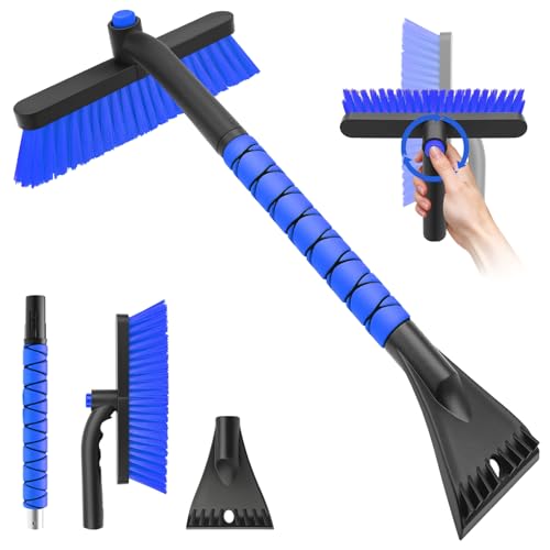 nacena Snow Brush and Ice Scrapers for Car Windshield, Detachable Snow Remover for Cars EVA Foam Grip and Rotatable Brush Head Snow Scraper for Car Trucks SUV, Winter Cars Accessories (Blue) - Image 1
