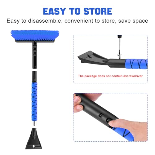 nacena Snow Brush and Ice Scrapers for Car Windshield, Detachable Snow Remover for Cars EVA Foam Grip and Rotatable Brush Head Snow Scraper for Car Trucks SUV, Winter Cars Accessories (Blue) - Image 5