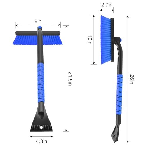 nacena Snow Brush and Ice Scrapers for Car Windshield, Detachable Snow Remover for Cars EVA Foam Grip and Rotatable Brush Head Snow Scraper for Car Trucks SUV, Winter Cars Accessories (Blue) - Image 2