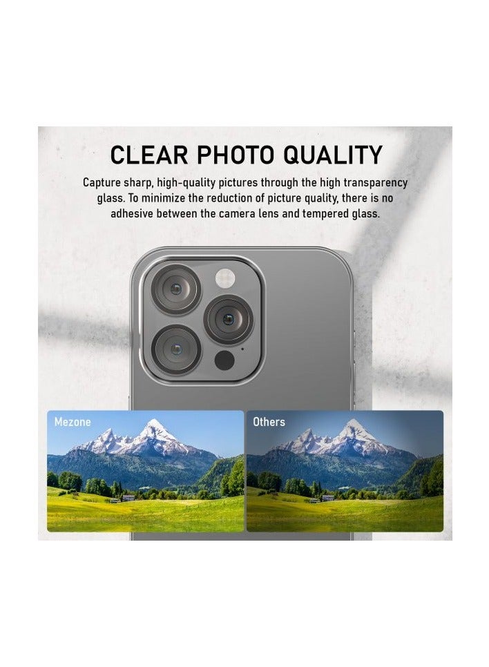 Mezone Camera Lens Protector for iPhone 16 Pro/iPhone 16 Pro Max 3pcs Individual Lens Protectors 9H Hardness Anti-Scratch, Strong Absorption & Built to Resist Damage, Black - Image 3