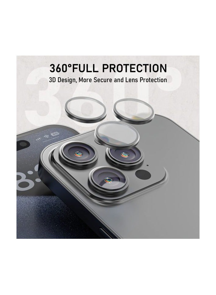 Mezone Camera Lens Protector for iPhone 16 Pro/iPhone 16 Pro Max 3pcs Individual Lens Protectors 9H Hardness Anti-Scratch, Strong Absorption & Built to Resist Damage, Black - Image 5