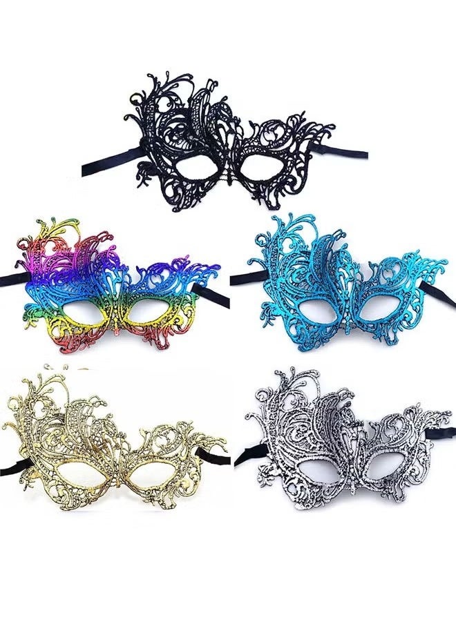 Masquerade Mask for Women, Lace Masquerade Masks for Women Venetian Style Perfect for Parties and Balls, Mask Evening Prom, Ball Mask Costumes Accessory Venetian Ball Prom (5 packs)  - Image 1