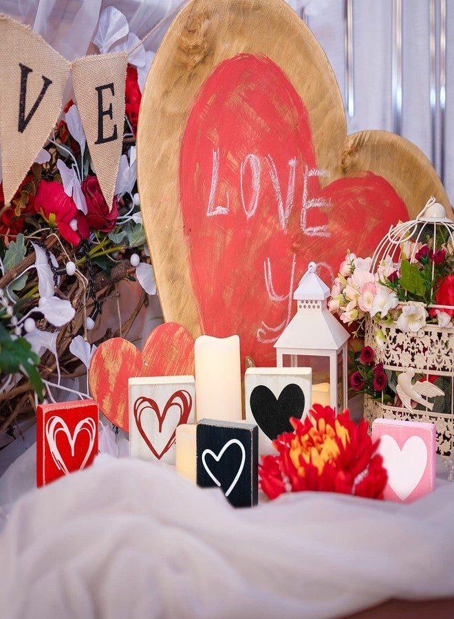 فيرايكل ٦ قطع من لوحات خشبية لعيد الحب، لوحة خشبية ريفية على شكل قلب، لوحة خشبية مزدوجة الجوانب عليها كلمة "حب"، زينة طاولة خشبية على شكل قلب قائمة بذاتها، صينية قلب قابلة للعكس، ديكور للمنزل والمطبخ - Image 4