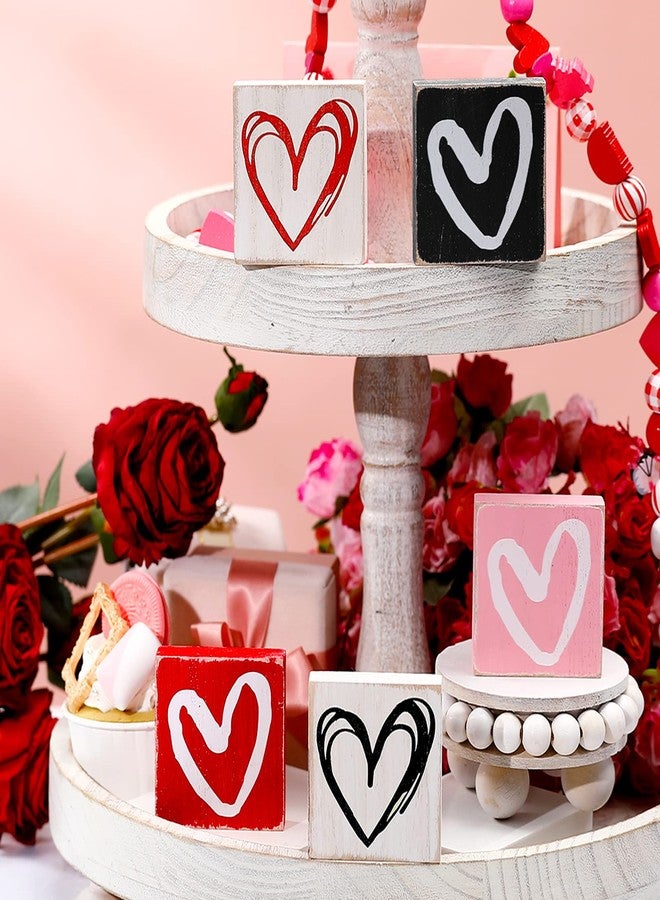 فيرايكل ٦ قطع من لوحات خشبية لعيد الحب، لوحة خشبية ريفية على شكل قلب، لوحة خشبية مزدوجة الجوانب عليها كلمة "حب"، زينة طاولة خشبية على شكل قلب قائمة بذاتها، صينية قلب قابلة للعكس، ديكور للمنزل والمطبخ - Image 1