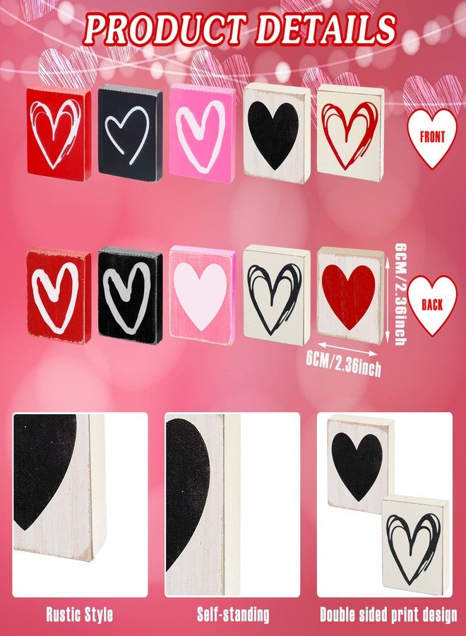 فيرايكل ٦ قطع من لوحات خشبية لعيد الحب، لوحة خشبية ريفية على شكل قلب، لوحة خشبية مزدوجة الجوانب عليها كلمة "حب"، زينة طاولة خشبية على شكل قلب قائمة بذاتها، صينية قلب قابلة للعكس، ديكور للمنزل والمطبخ - Image 2