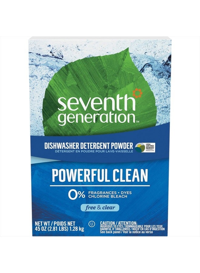 Seventh Generation مسحوق منظف غسالة الصحون، خالي وواضح، 45 أونصة - Image 1