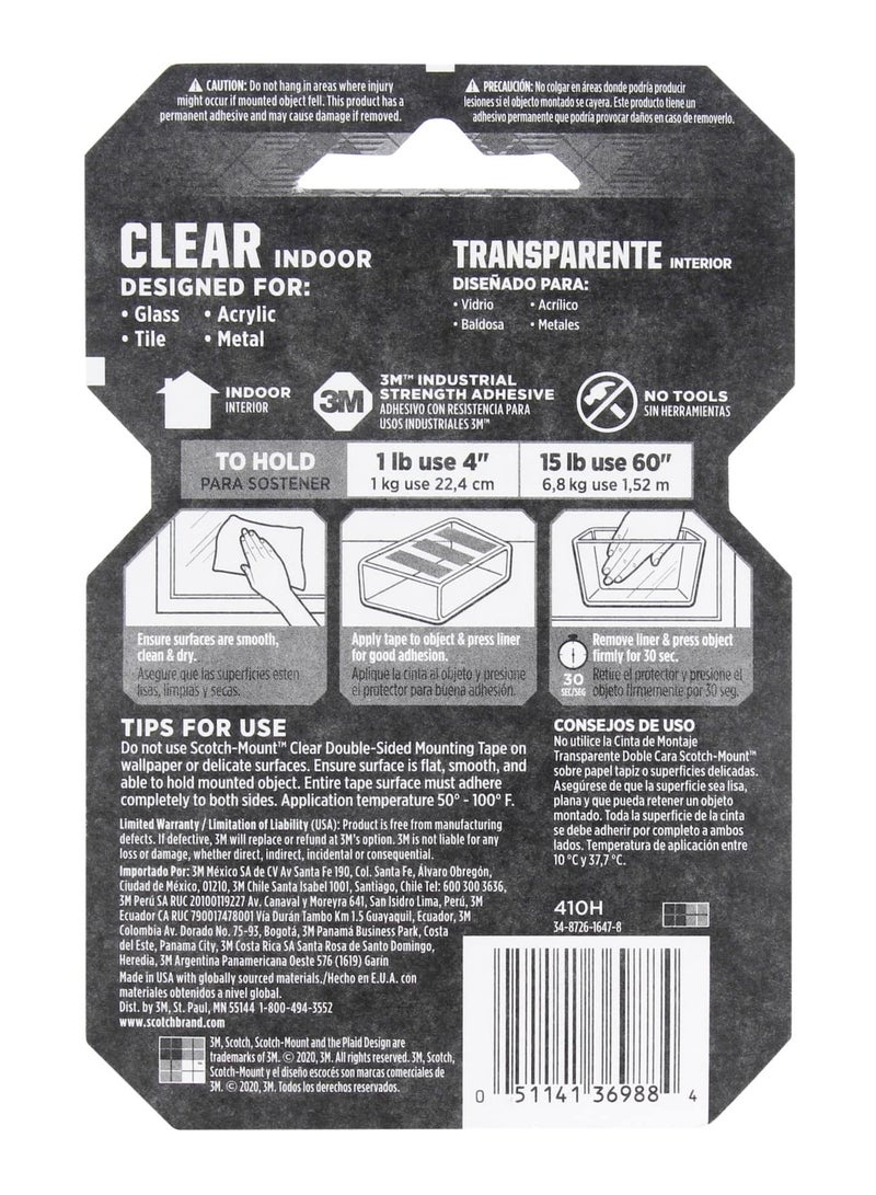 Scotch  3M Scotch Permanent Heavy-Duty Mounting Tape (2.5 x 152.4 cm, Clear)  - Image 2