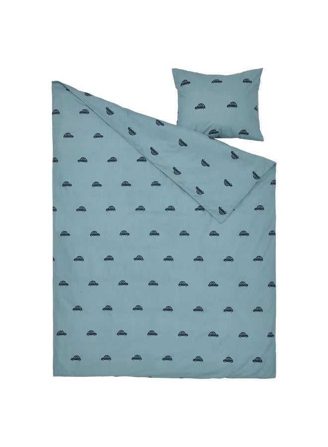 erorex Duvet cover and pillowcase, car pattern/blue, 150x200/50x80 cm - Image 2