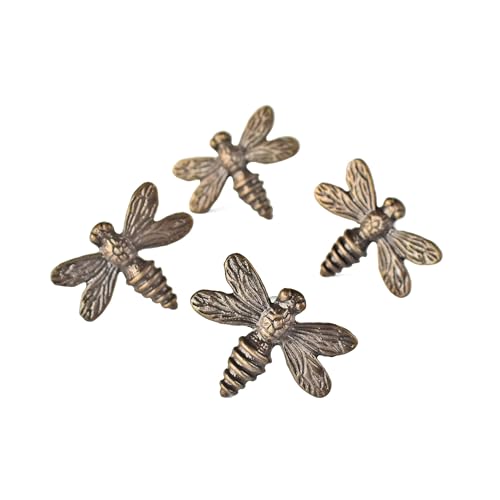 BROOK AND BIRCH Antique Brass Bee Insect Drawer Knobs Metal Cabinet Dresser Knobs Pull Nursery Cupboard Wardrobe Knobs Set of 4 - Image 1