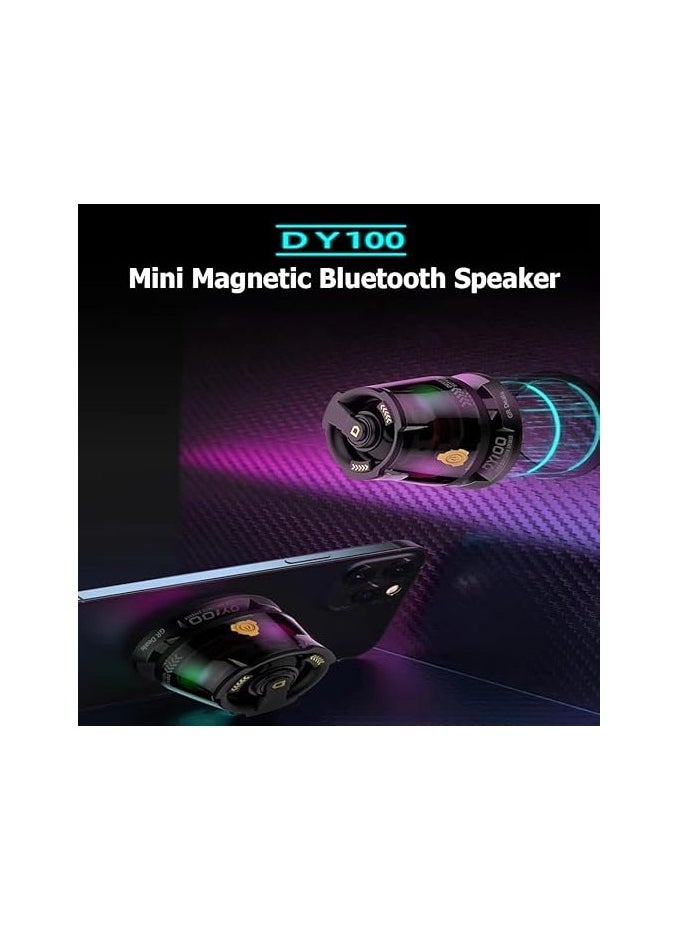 Magnetic Mini Magnetic Wireless Bluetooth Speaker,Portable Mobile Phone Music,Rechargeable,RGB LED Light,Mobile Phone Holder for All Bluetooth Enebled Devices.(Multicolor) (Light Green)  - Image 2