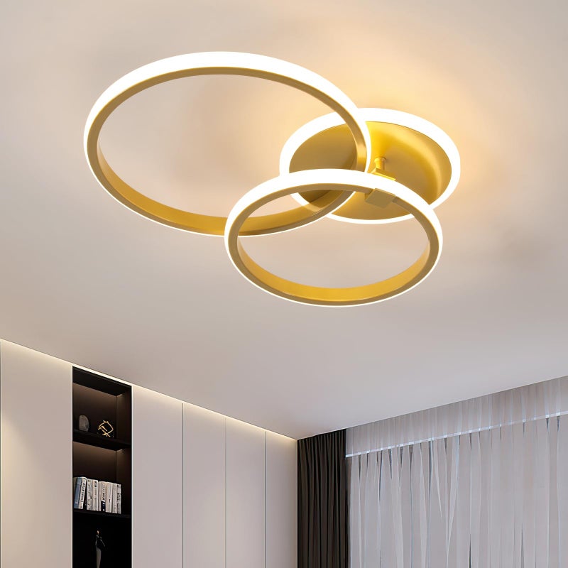 Comely Golden LED Ceiling Light, 42W 4700LM Modern Aluminum Ceiling Light, Acrylic LED Ceiling Light for Living Room, Bedroom, Hallway, Kitchen, Office, 3000K Warm White Light - Image 1