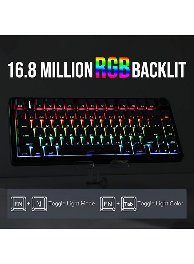 EPOMAKER x AULA F75 Gasket Mechanical Keyboard, 75% Wireless Hot Swappable Gaming Keyboard with Five-Layer Padding&Knob, Bluetooth/2.4GHz/USB-C, RGB (Black Gradient, LEOBOG Reaper Switch) - Image 4