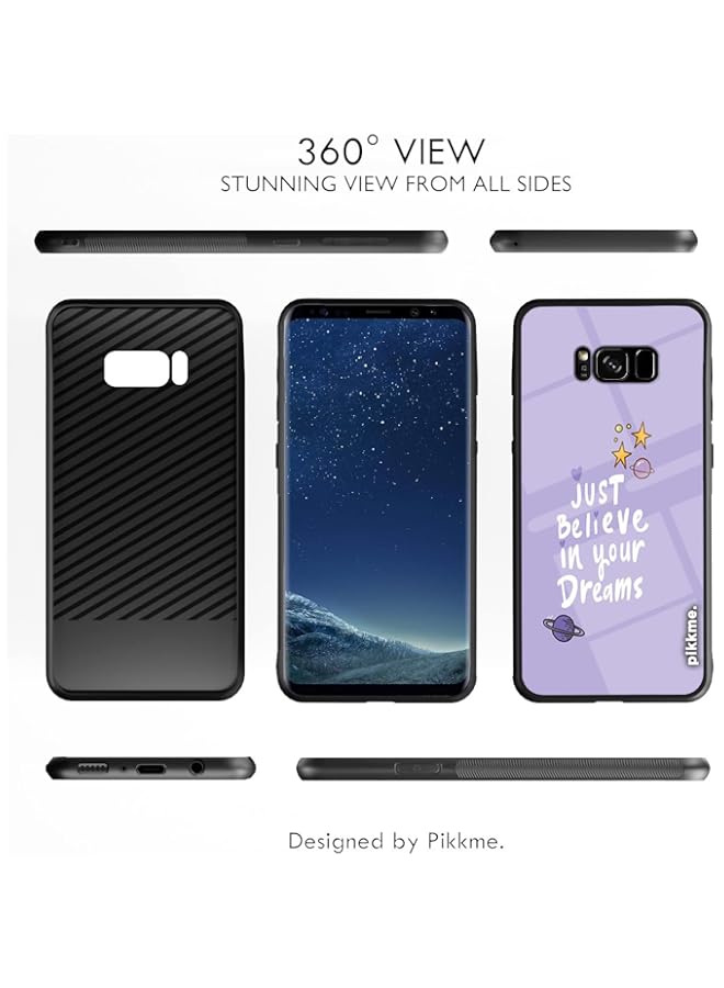 Samsung Galaxy S8 Plus Back Cover | Ultra Hybrid Dream Printed Glass Case | Soft TPU Sides with Anit-Skid Grip Protection (Quotes 3)