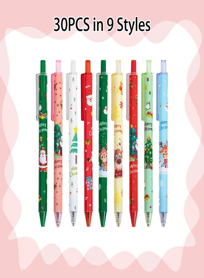 Jocomoni 30pcs Christmas Gel Pens Christmas Retractable Pen Snownman Santa Claus Elk Xmas Ballpoint Pen Black Ink Pens for Christmas Party Favor Gift Prize Party Supply - Image 2