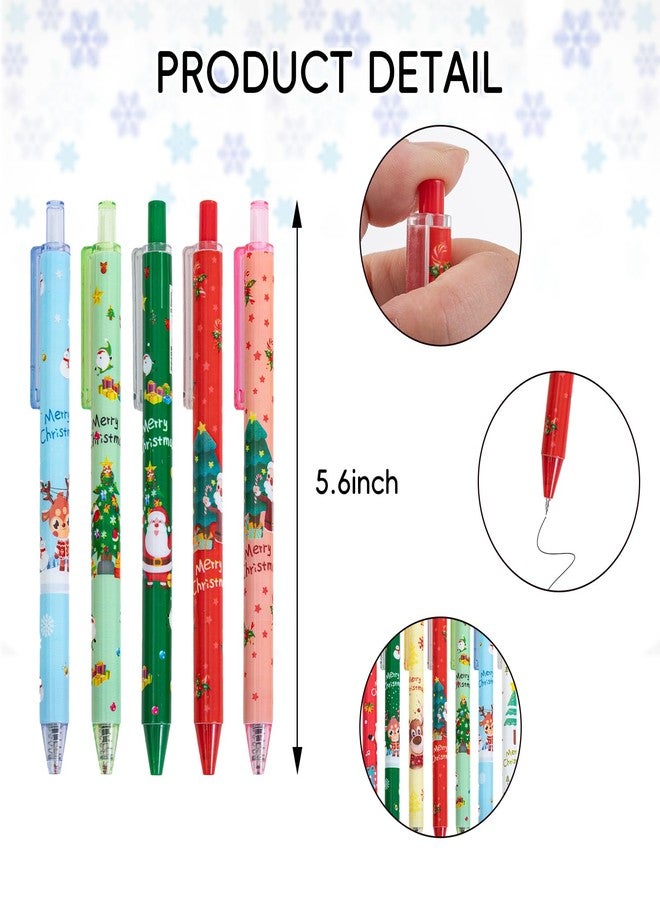 Jocomoni 30pcs Christmas Gel Pens Christmas Retractable Pen Snownman Santa Claus Elk Xmas Ballpoint Pen Black Ink Pens for Christmas Party Favor Gift Prize Party Supply - Image 3