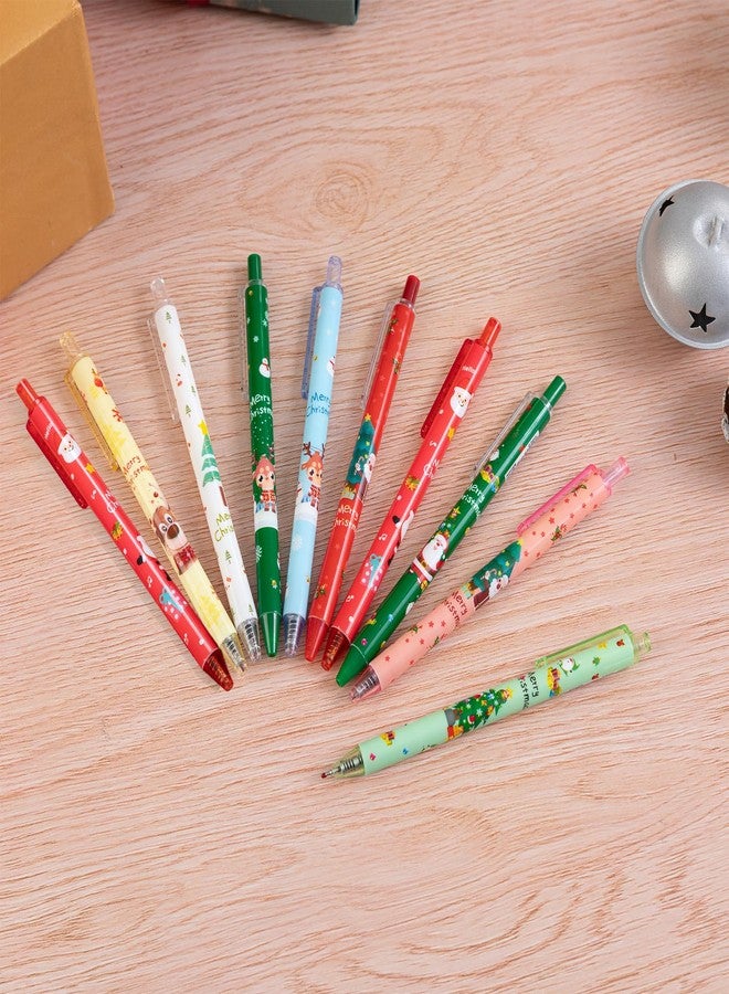 Jocomoni 30pcs Christmas Gel Pens Christmas Retractable Pen Snownman Santa Claus Elk Xmas Ballpoint Pen Black Ink Pens for Christmas Party Favor Gift Prize Party Supply - Image 5