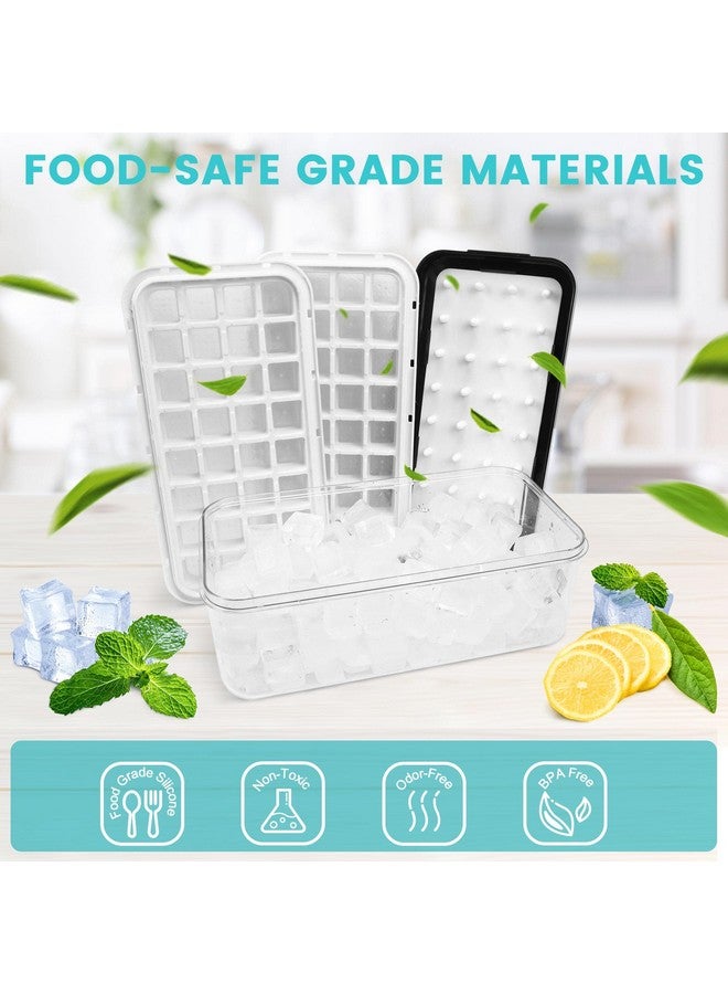 QUELIEN Ice Trays for Freezer with Lid & Bin, Ice Cube Tray Making 64 pcs Ice Cubes, Easy Press to Release Ice, Ice Tray with Storage Bin Chilling Cocktail Whiskey Coffee 2 Trays 1 Ice Bucket & Scoop (Black)  - Image 2