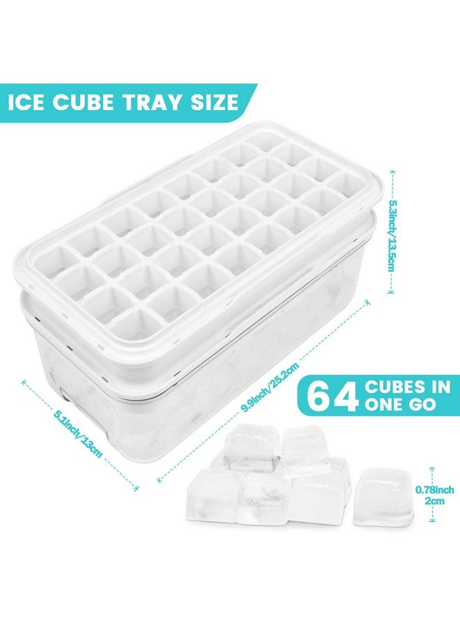 QUELIEN Ice Trays for Freezer with Lid & Bin, Ice Cube Tray Making 64 pcs Ice Cubes, Easy Press to Release Ice, Ice Tray with Storage Bin Chilling Cocktail Whiskey Coffee 2 Trays 1 Ice Bucket & Scoop (Black)  - Image 4