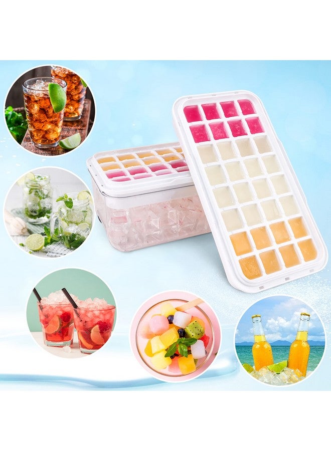QUELIEN Ice Trays for Freezer with Lid & Bin, Ice Cube Tray Making 64 pcs Ice Cubes, Easy Press to Release Ice, Ice Tray with Storage Bin Chilling Cocktail Whiskey Coffee 2 Trays 1 Ice Bucket & Scoop (Black)  - Image 3