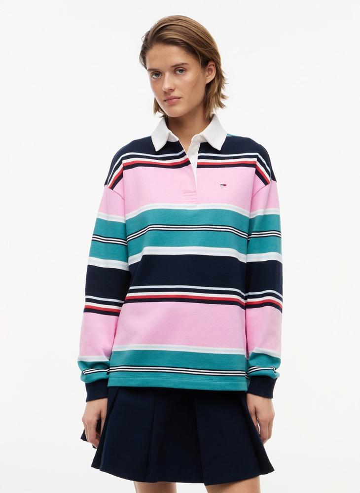 TOMMY JEANS Mixed Stripe Relaxed Rugby Shirt - Image 1