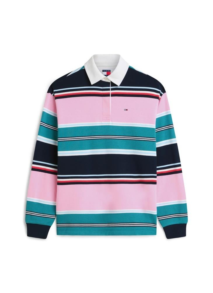 TOMMY JEANS Mixed Stripe Relaxed Rugby Shirt - Image 5