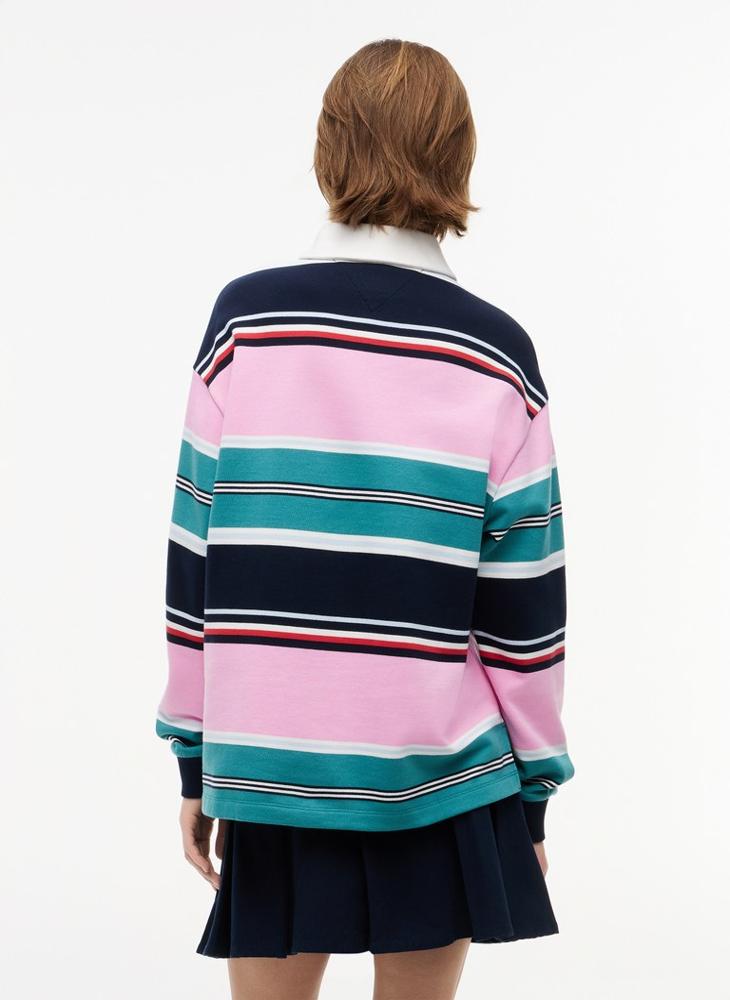 TOMMY JEANS Mixed Stripe Relaxed Rugby Shirt - Image 2
