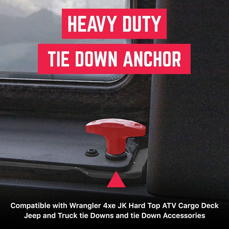 GPCA Quick-Release Tie Down Anchor/T-Handle Bolts Set for Jeep Wrangler - Red, 6 Packs - Image 2