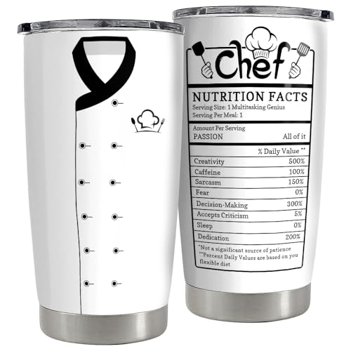 SANDJEST Chef Tumbler 20oz Stainless Steel Insulated Tumblers Coffee Travel Mug Cup Chefs Gifts for Birthday, Christmas, Cook Lovers - Image 1