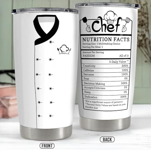 SANDJEST Chef Tumbler 20oz Stainless Steel Insulated Tumblers Coffee Travel Mug Cup Chefs Gifts for Birthday, Christmas, Cook Lovers - Image 2