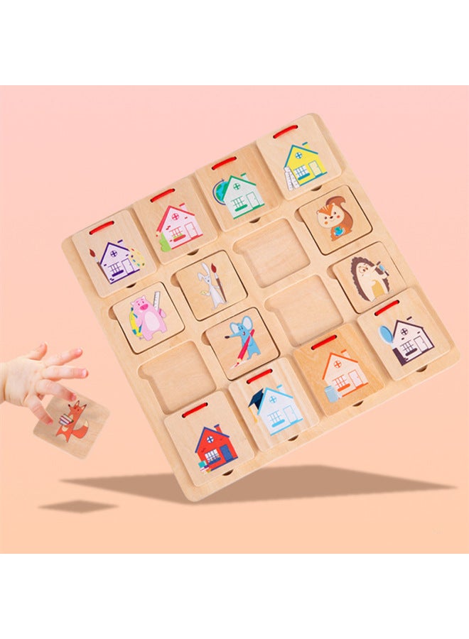 Small Animals Find House Jigsaw Puzzle Game Children's Early Education Puzzle Matching Board Baby Concentration Training Wooden Toys-Color:Small Animals Looking For A House. - Image 2