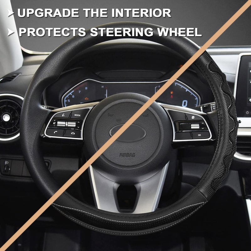 GIANT PANDA Steering Wheel Cover for Kia Soul,Sportage,Forte,Optima,Telluride(3D Honeycomb-Black-Standard Size) - Image 4