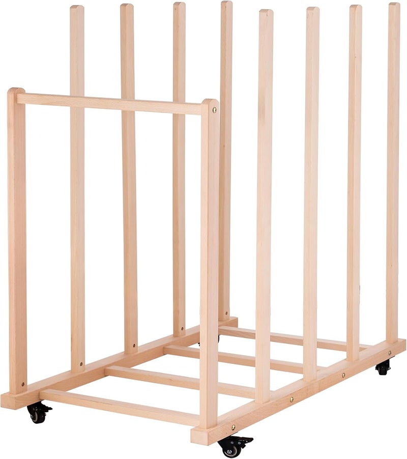 Somime Extra Large Art Canvas Storage Rack, Art Drying Rack, Wooden Canvas Boards Rack with Handle and Caster Wheels for Drawing Boards, Panels, Artwork in Art Studio/Gallery - Image 1