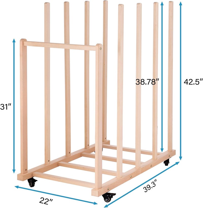 Somime Extra Large Art Canvas Storage Rack, Art Drying Rack, Wooden Canvas Boards Rack with Handle and Caster Wheels for Drawing Boards, Panels, Artwork in Art Studio/Gallery - Image 2