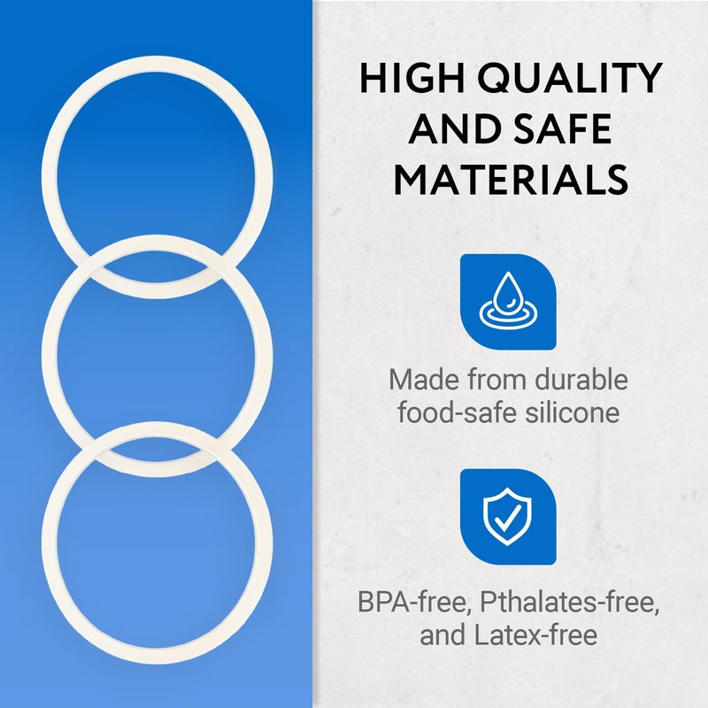 IMPRESA Wide Mouth Water Bottle Lid Gaskets - Leak-Proof Silicone Gasket - BPA-Free Rubber Bottle Seal - Wide Mouth Lid Fit - 3-Pack Transparent - Image 3