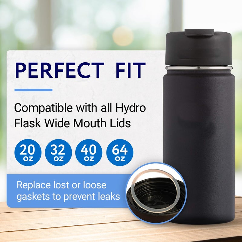 IMPRESA Wide Mouth Water Bottle Lid Gaskets - Leak-Proof Silicone Gasket - BPA-Free Rubber Bottle Seal - Wide Mouth Lid Fit - 3-Pack Transparent - Image 2