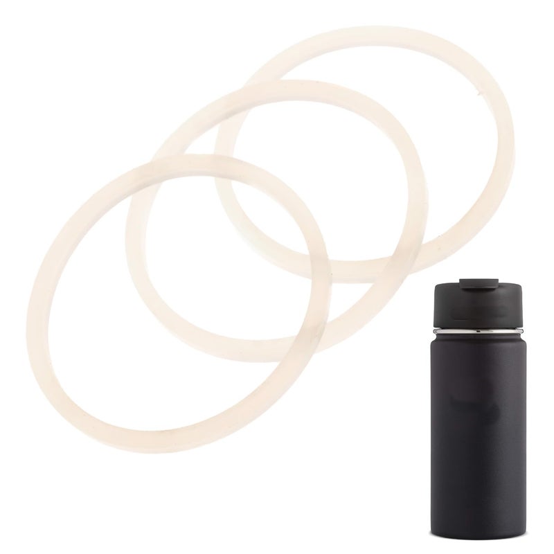 IMPRESA Wide Mouth Water Bottle Lid Gaskets - Leak-Proof Silicone Gasket - BPA-Free Rubber Bottle Seal - Wide Mouth Lid Fit - 3-Pack Transparent - Image 1