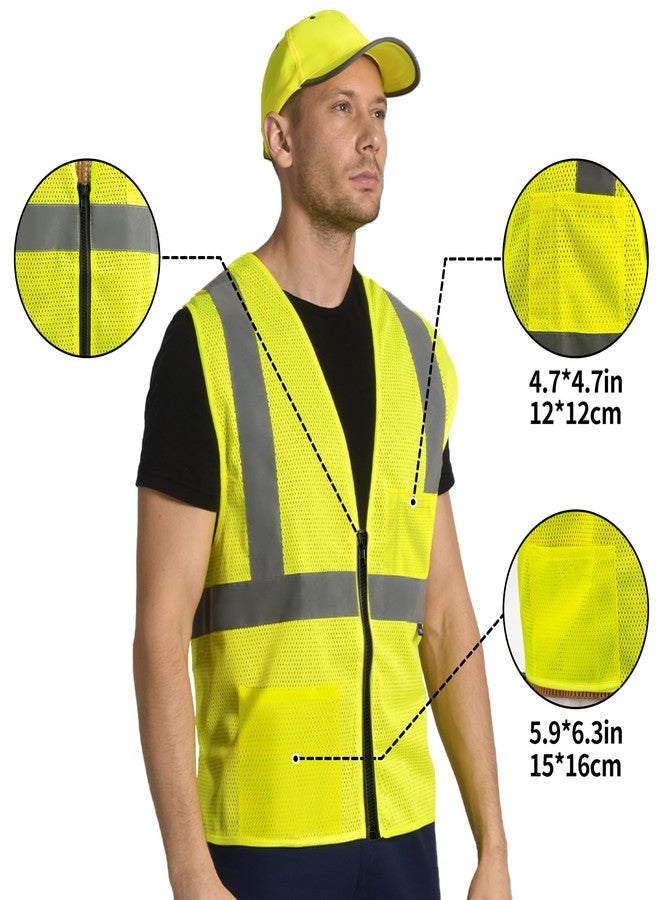 AYKRM 2 Pockets Reflective Safety Vest High Visibility Class II Mesh Vest for Women & Men Meets ANSI Standards, Yellow, L - Image 3