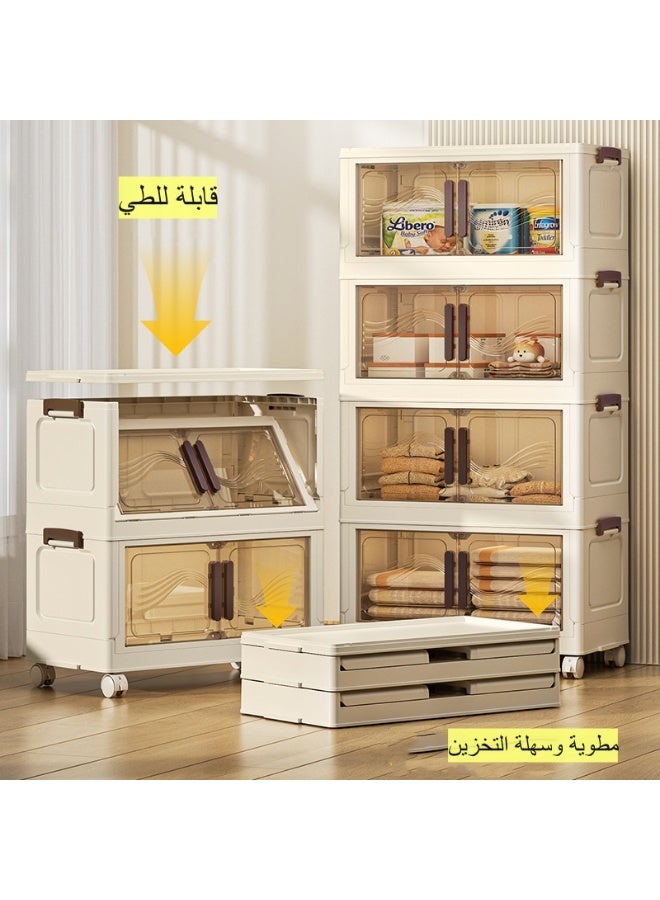 جاكت صندوق تخزين بدون تركيب مكون من 5 طبقات مع بكرات، رف ألعاب المطبخ المنزلي، رف للوجبات الخفيفة، تخزين قابل للطي، تخزين الملابس - Image 2