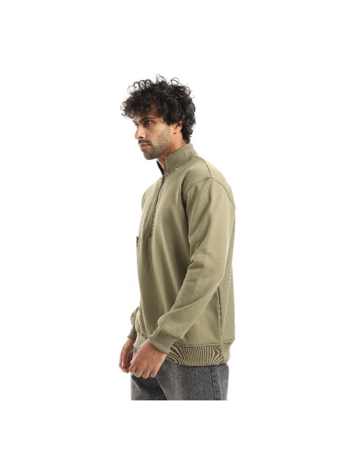 Caesar Men's oversized hoodie with half collar and chest zipper - Image 5